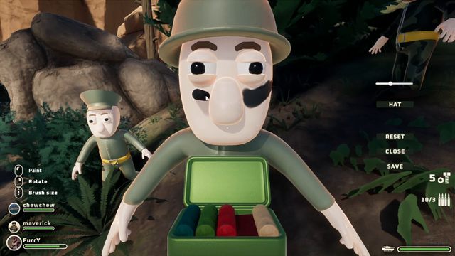 The face paint box, a character and a crewmate